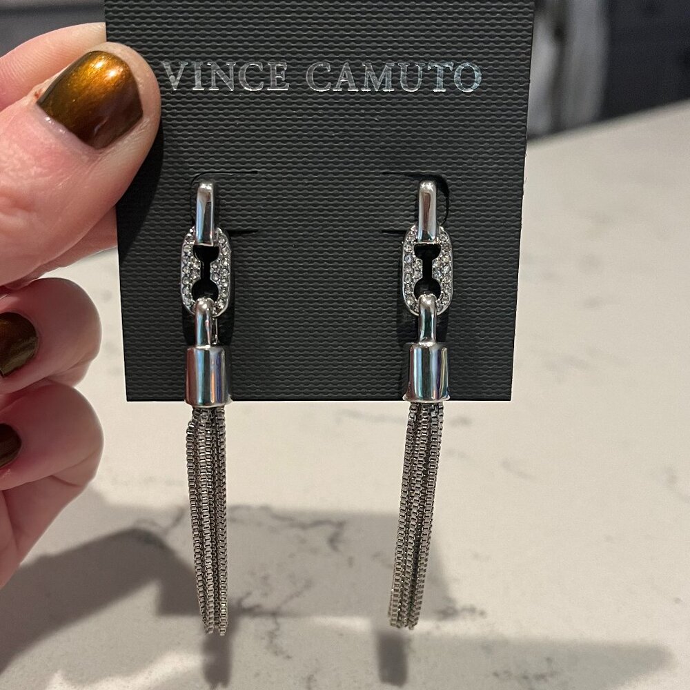 NWT Vince Camuto *Silver Tassel* Dangle Earrings | Silver-Tone | Chic & Delicate - Picture 5 of 10